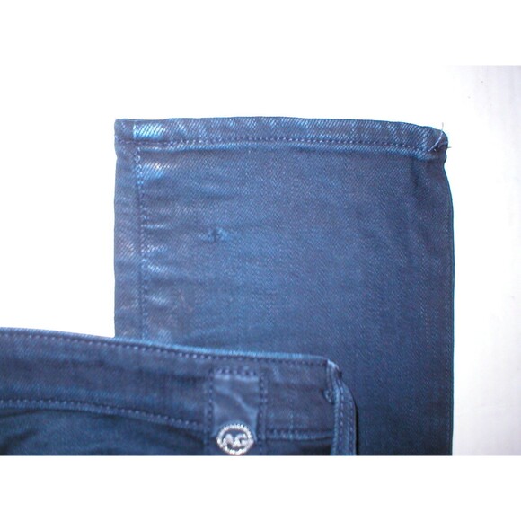 New $255 Womens Designer AG Jeans Premiere Skinny Straight Black 25 Slashed Dark - Picture 7 of 12